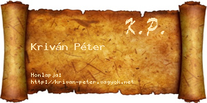 Kriván Péter névjegykártya